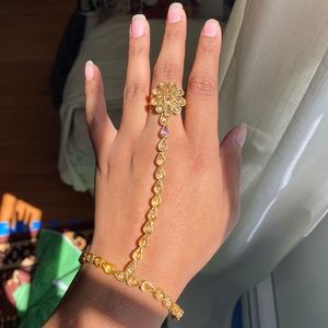 Gold Indian Pakistani Hand Jewelry Ring